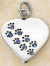 sterling silver december paw prints heart birthstone pendant