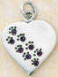sterling silver february paw prints heart birthstone pendant