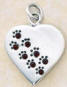 sterling silver paw prints birthstone heart pendant