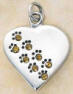 sterling silver november paw prints heart birthstone pendant