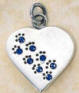 sterling silver september paw prints heart pendant