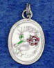 sterling silver sweet 16 oval charm with 3-d red and green enameled rose