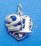 sterling silver happy 21 birthday charm inside of heart