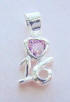 sterling silver sweet 16 charm with pink cubic zirconia heart