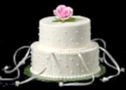 On this bridesmaid's charm cake, the charms are in-between the two layers.