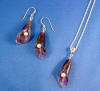amethyst freshwater pearl sterling silver calla lily necklace with matching earrings