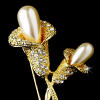 gold-plate faux-pearl calla lily wedding brooch pin or hair comb