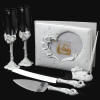 calla lily wedding toasting champagne flutes, wedding cake knife and server set, wedding guest sign-in book and pen set
