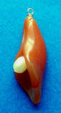 hand-carved carnelian calla lily pendant with freshwater pearl center