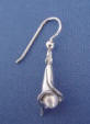 sterling silver calla lily with white freshwater pearl on sterling silver frenchwire earrings