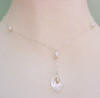 special request necklace - three pearls have been added and the mother of pearl calla lily is on a drop on the front on the necklace