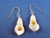 natural mother of pearl calla lily earrings with bronze freshwater pearl in center on sterling silver frenchwires