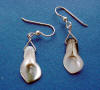 sterling silver natural hand carved mother of pearl calla lily earrings