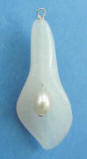 Snow quartz and freshwater pearl calla lily pendant
