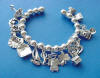 sterling silver cuff charm bracelet with charms and beads
