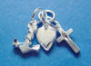 sterling silver cross anchor heart charm