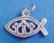sterling silver christian fish charm with three crosses inside