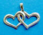 sterling silver two linked hearts charm pendant