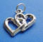 sterling silver interlocked hearts charm