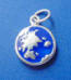 sterling silver blue enamel earth charm