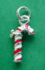 sterling silver red and white candy cane charm