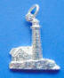 sterling silver lighthouse charm, has lighthouse keeper's house, diamond-cut accents