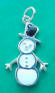 sterling silver white enamel snowman with black enamel hat charm