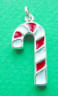 sterling silver red and white enamel candy cane charm