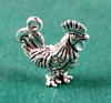 sterling silver 3-d rooster charm