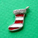 sterling silver christmas stocking charm - this side has red and white enamel epoxy
