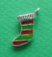 sterling silver christmas stocking charm - this side has red and green enamel epoxy