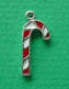 sterling silver red and white enamel epoxy candy cane charm