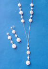 Multi coin pearl necklace and earrings jewelry set