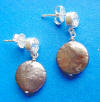 Sterling silver coin pearl cubic zirconia earrings