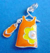 sterling silver orange and yellow enamel sundress with sandal charm