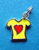 sterling silver yellow t-shirt with red heart charm
