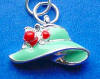 sterling silver aqua enamel hat charm with red enamel floral accent
