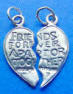 sterling silver two-part charm that says friends forever apart or together