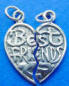 sterling silver two-part charm that says best friends