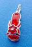 sterling silver red enamel sandal charm with red flower on top
