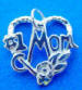 sterling silver number one mom in heart with flower charm