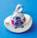 sterling silver hat charm with red enamel bow