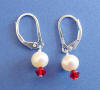 sterling silver pearl and crystal leverback earrings