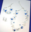 mother of groom wedding jewelry set with pearls and blue crystals