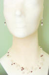 5-strand pearl and crystal bridal necklace and earrings jewelry set