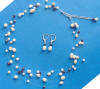 5-strand pearl and crystal bridal necklace and earrings jewelry set