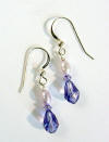sterling silver dyed freshwater pearls and swarovski tanzanite crystals bridesmaids earrings
