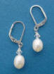 Sterling silver pearl and crystal leverback earrings