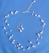 triple-strand pearl and crystal illusion necklace and earrings bridal jewelry set