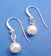 sterling silver single pearl drop frenchwire earrings